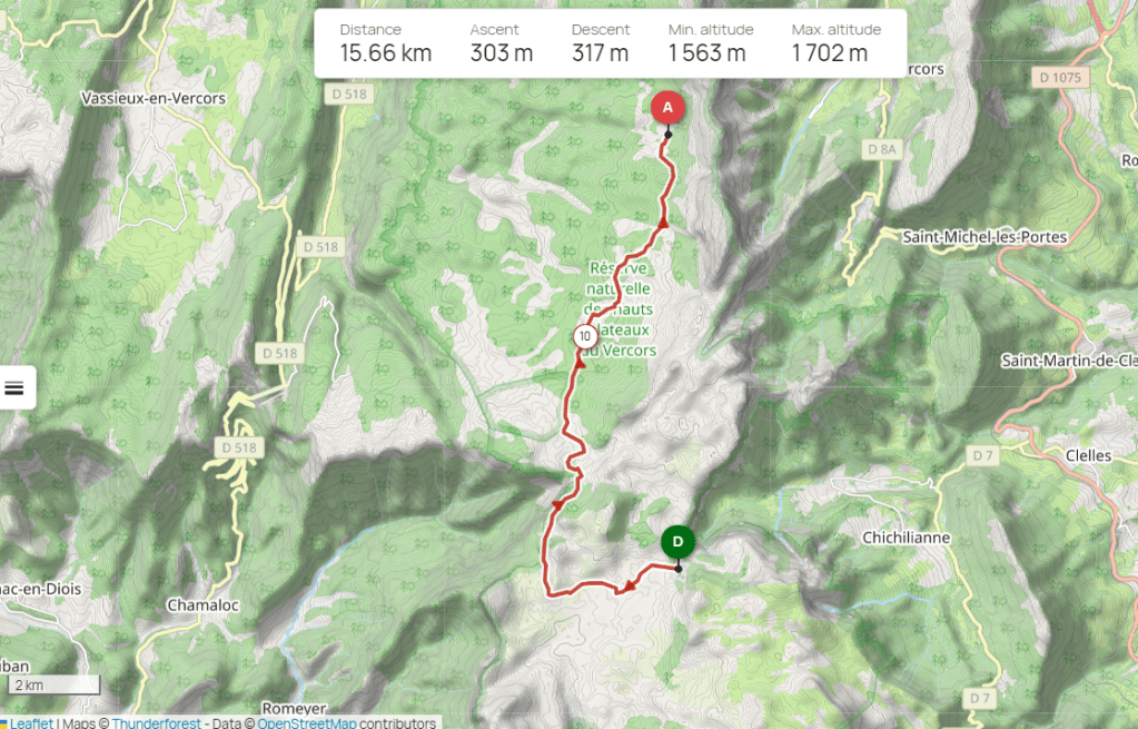 carte traversée du vercors bivouac 3 jours